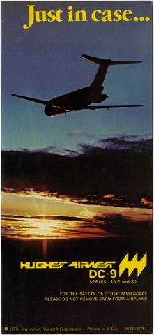 Safety information card: Hughes Airwest, Douglas DC-9