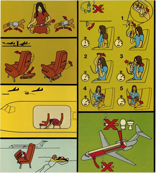 Image: safety information card: Hughes Airwest, Douglas DC-9