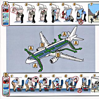 Image #3: safety information card: Frontier Airlines, Airbus A319