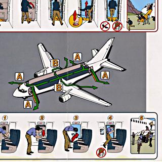 Image #3: safety information card: Frontier Airlines, Boeing 737-200/300