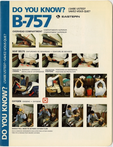Safety information card: Eastern Air Lines, Boeing 757