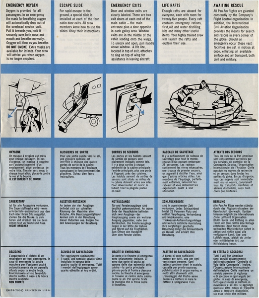 Image: safety information card: Pan American World Airways