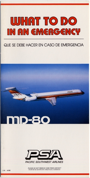 Image: safety information card: Pacific Southwest Airlines (PSA), McDonnell Douglas MD-80