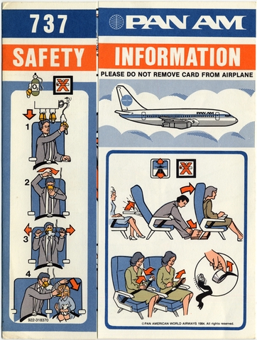 Safety information card: Pan American World Airways, Boeing 737