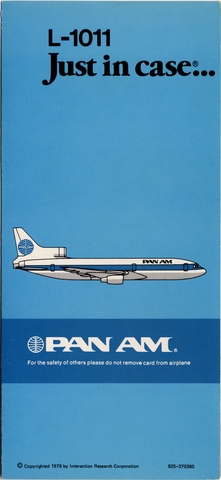 Safety information card: Pan American World Airways, Lockheed L-1011 TriStar
