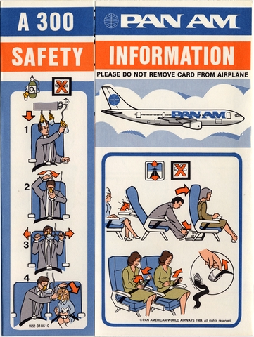 Safety information card: Pan American World Airways, Airbus A300