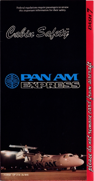 Image: safety information card: Pan Am Express, de Havilland DHC-7 Dash 7
