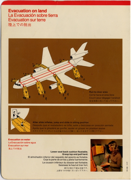 Image: safety information card: United Airlines, McDonnell Douglas DC-10