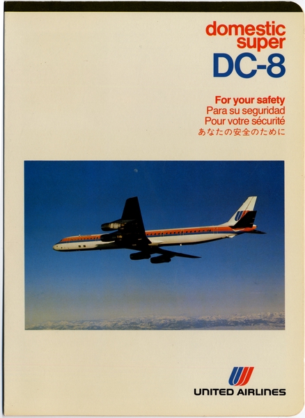 Image: safety information card: United Airlines, Douglas DC-8
