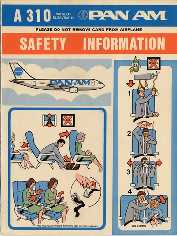 Safety information card: Pan American World Airways, Airbus A310