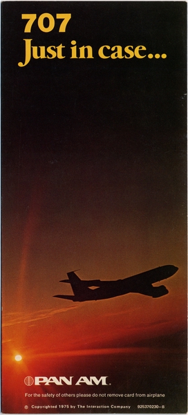 Image: safety information card: Pan American World Airways, Boeing 707