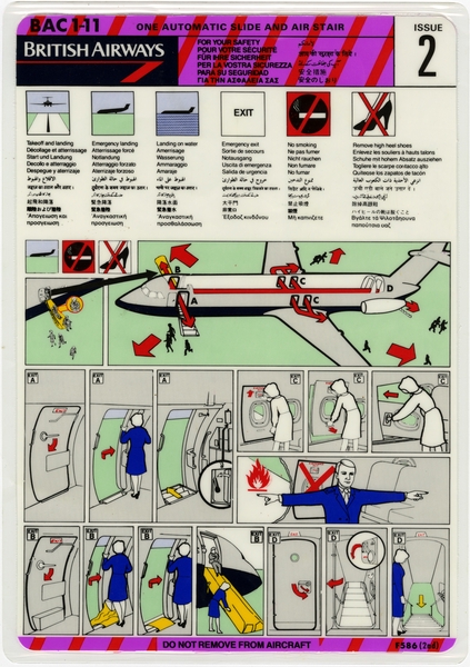 Image: safety information card: British Airways, BAC One-Eleven