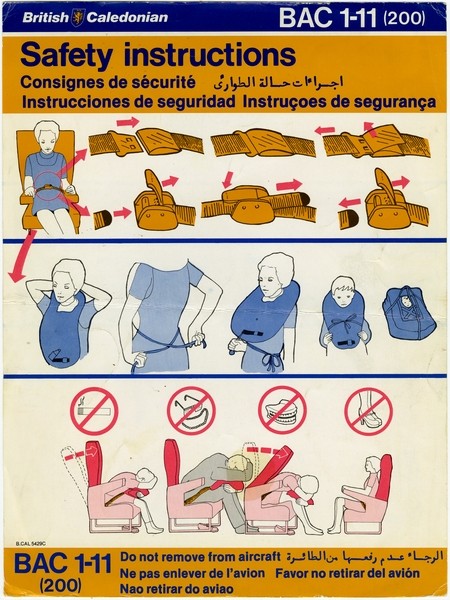 Image: safety information card: British Caledonian Airways, BAC One-Eleven 200