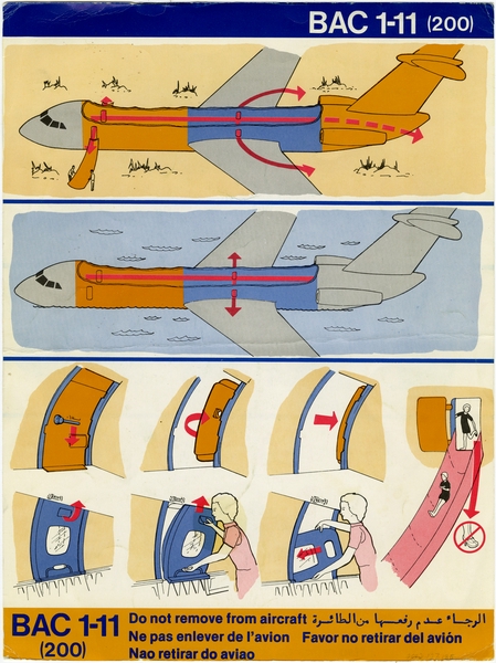 Image: safety information card: British Caledonian Airways, BAC One-Eleven 200