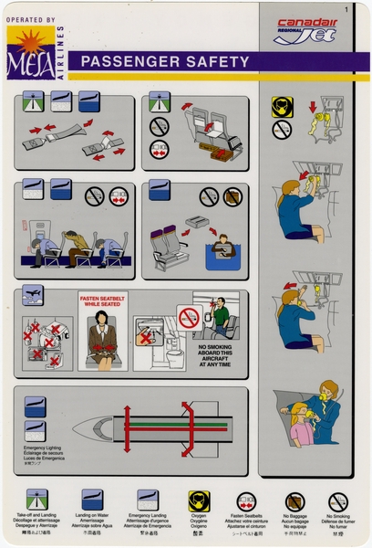Image: safety information card: Mesa Airlines, Canadair Regional Jet
