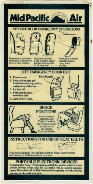 Image: safety information card: Mid Pacific Air, Nihon Aeroplane YS-11