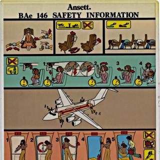 Image #1: safety information card: Ansett Air, British Aerospace BAe-146