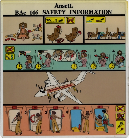 Safety information card: Ansett, British Aerospace BAe-146