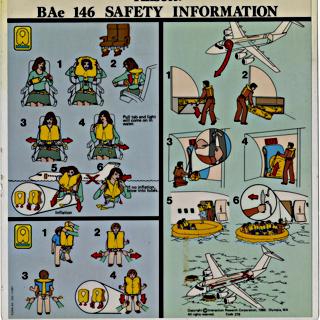 Image #2: safety information card: Ansett Air, British Aerospace BAe-146