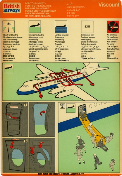 Image: safety information card: British Airways, Vickers Viscount