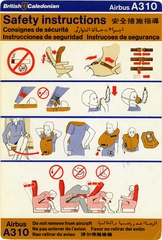 Image: safety information card: British Caledonian Airways, Airbus A310