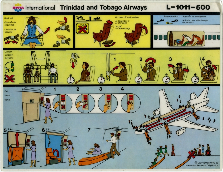 Image: safety information card: British West Indies Airways (BWIA), Lockheed L-1011-500 TriStar