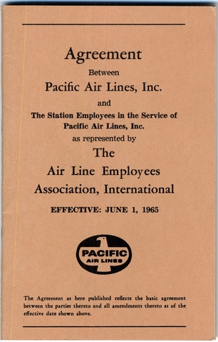 Union agreement: Pacific Air Lines, Air Line Employees Association International