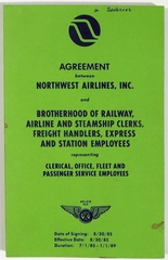Image: union agreement: Northwest Airlines and Brotherhood of Railway, Airline and Steamship Clerks, Freight Handlers, Express and Station Employees
