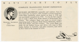 Image: airmail flight cover: Richard Archbold Trans-Pacific Flight / New Guinea Expedition and Return, May 24, 1938 - July 1, 1939