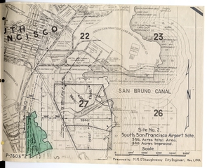 Image: map and report: San Francisco Department of Public Works, Bureau of Engineering, proposed airport site