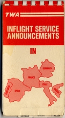 Image: inflight service announcement guide: TWA (Trans World Airlines), Audrey McNamara Nevis