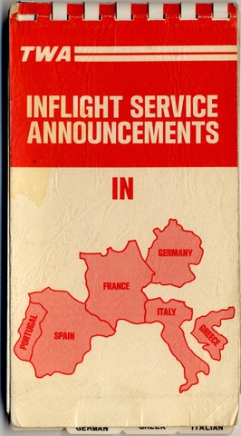 Inflight service announcement guide: TWA (Trans World Airlines), Audrey McNamara Nevis