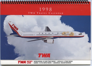 Image: desk calendar: TWA (Trans World Airlines), 1998