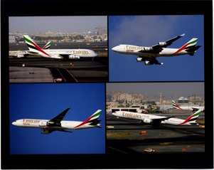Image: photograph: Emirates, Airbus A340, Boeing 747, and Boeing 777
