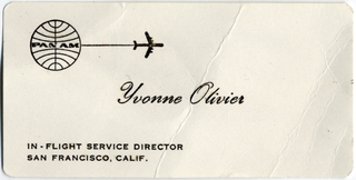 Image: business card: Pan American World Airways, Yvonne Olivier