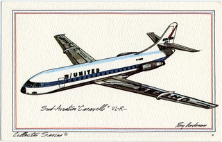 Image: postcard: United Air Lines, Sud-Aviation 6R Caravelle