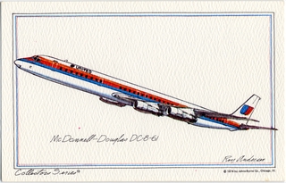 Image: postcard: United Airlines, Douglas DC-8-61