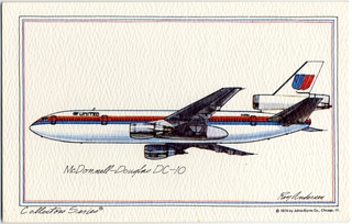 Image: postcard: United Airlines, McDonnell Douglas DC-10