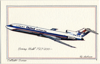Image: postcard: United Air Lines, Boeing 727-200