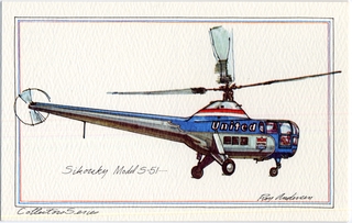 Image: postcard: United Air Lines, Sikorsky S-51