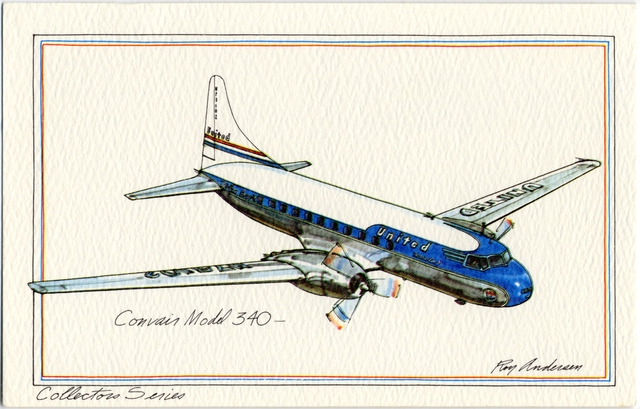 Postcard: United Air Lines, Convair 340