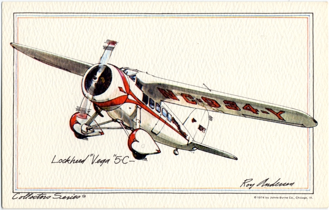 Postcard: United Air Lines, Lockheed Vega