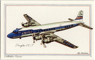 Image: postcard: United Air Lines, Douglas DC-7