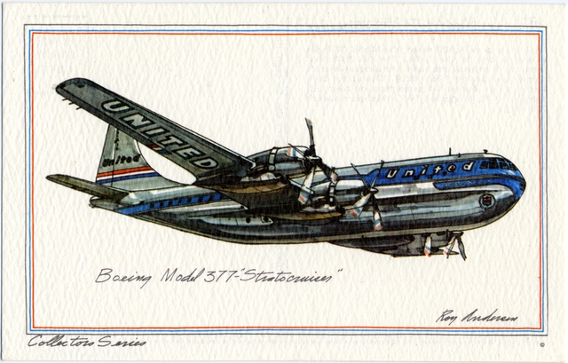 Postcard: United Air Lines, Boeing 377 Stratocruiser