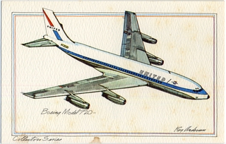 Image: postcard: United Air Lines, Boeing 720