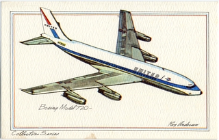 Image: postcard: United Air Lines, Boeing 720