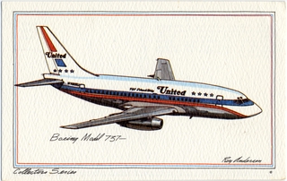 Image: postcard: United Air Lines, Boeing 737