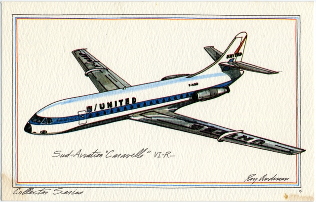 Postcard: United Air Lines, Sud-Aviation 6R Caravelle