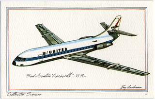 Image: postcard: United Air Lines, Sud-Aviation 6R Caravelle