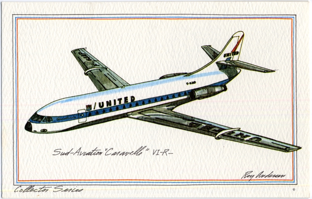 Postcard: United Air Lines, Sud-Aviation 6R Caravelle
